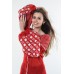 Boho Style Ukrainian Embroidered Folk  Blouse "Starry Sky" white on red